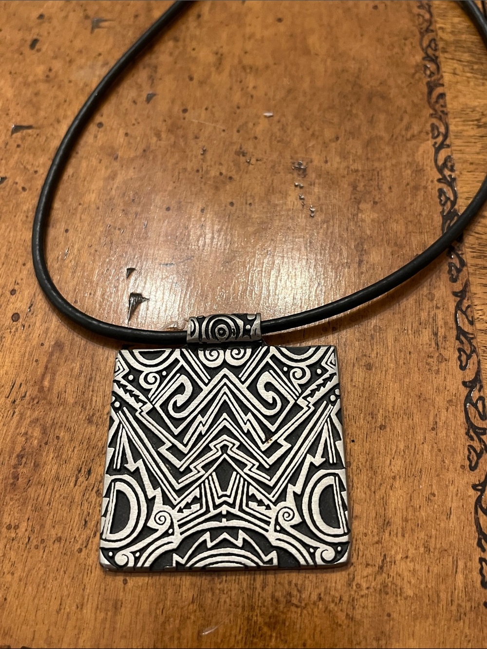 Vintage 2000 Alice Seely Pewter Pendant Necklace, Urban Fetishes Tribal Art